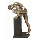 藝術裸男-跑姿低頭 雙手撐石墩 y13762 立體雕塑.擺飾 人物立體擺飾系列-西式人物系列
